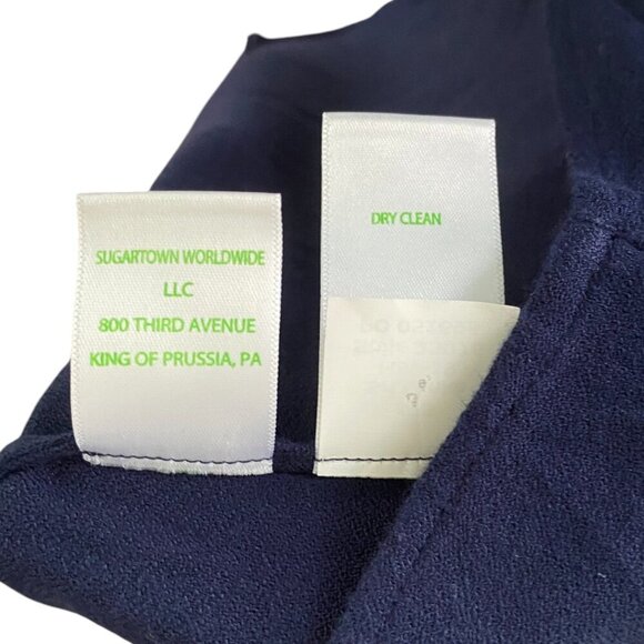 Lilly Pulitzer Jane Shift Dress, Timeless True Navy Gold Trim Zipper Sleeveless - Picture 6 of 7